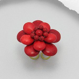 Genuine Red Coral Blossom Ring